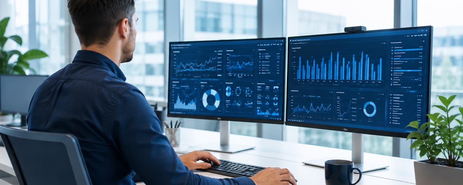 Engenheiros a trabalhar em monitorização e código